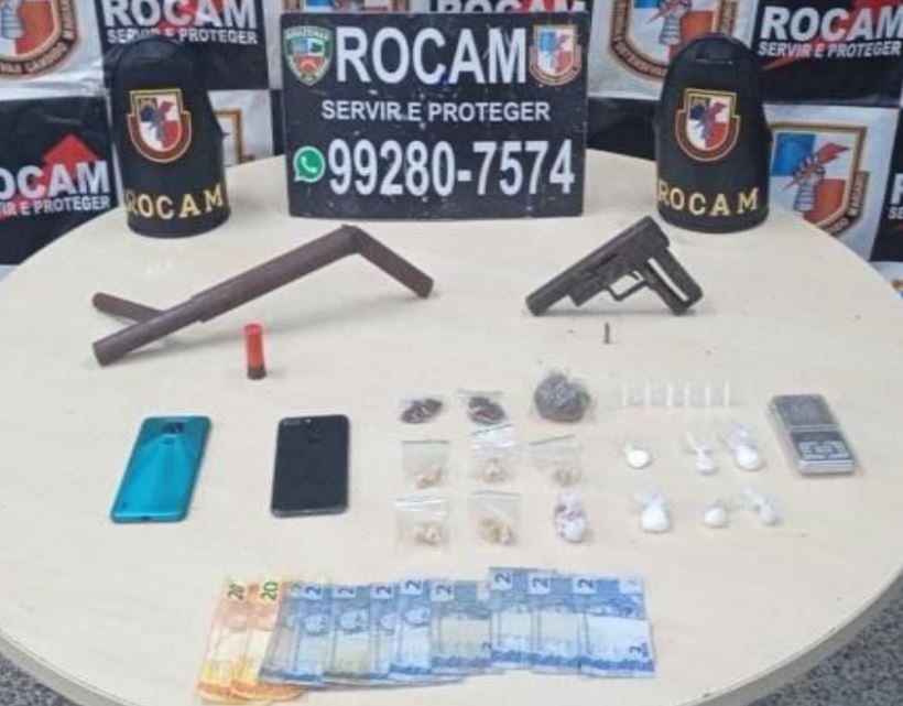 Dupla é presa com armas e drogas no bairro Redenção