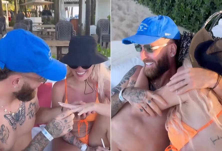 Léo Pereira pede Karoline Lima em casamento 