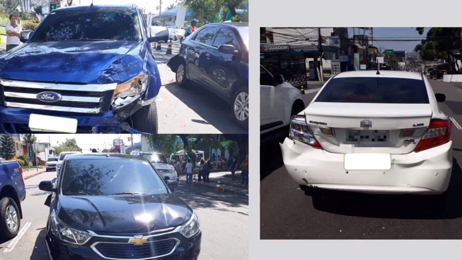 Acidente entre três carros deixa trânsito comprometido em Manaus