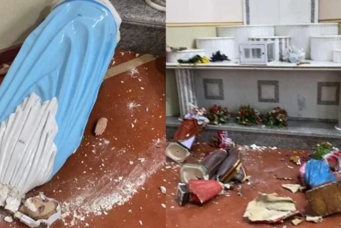Homem invade igreja e quebra 28 imagens de santos