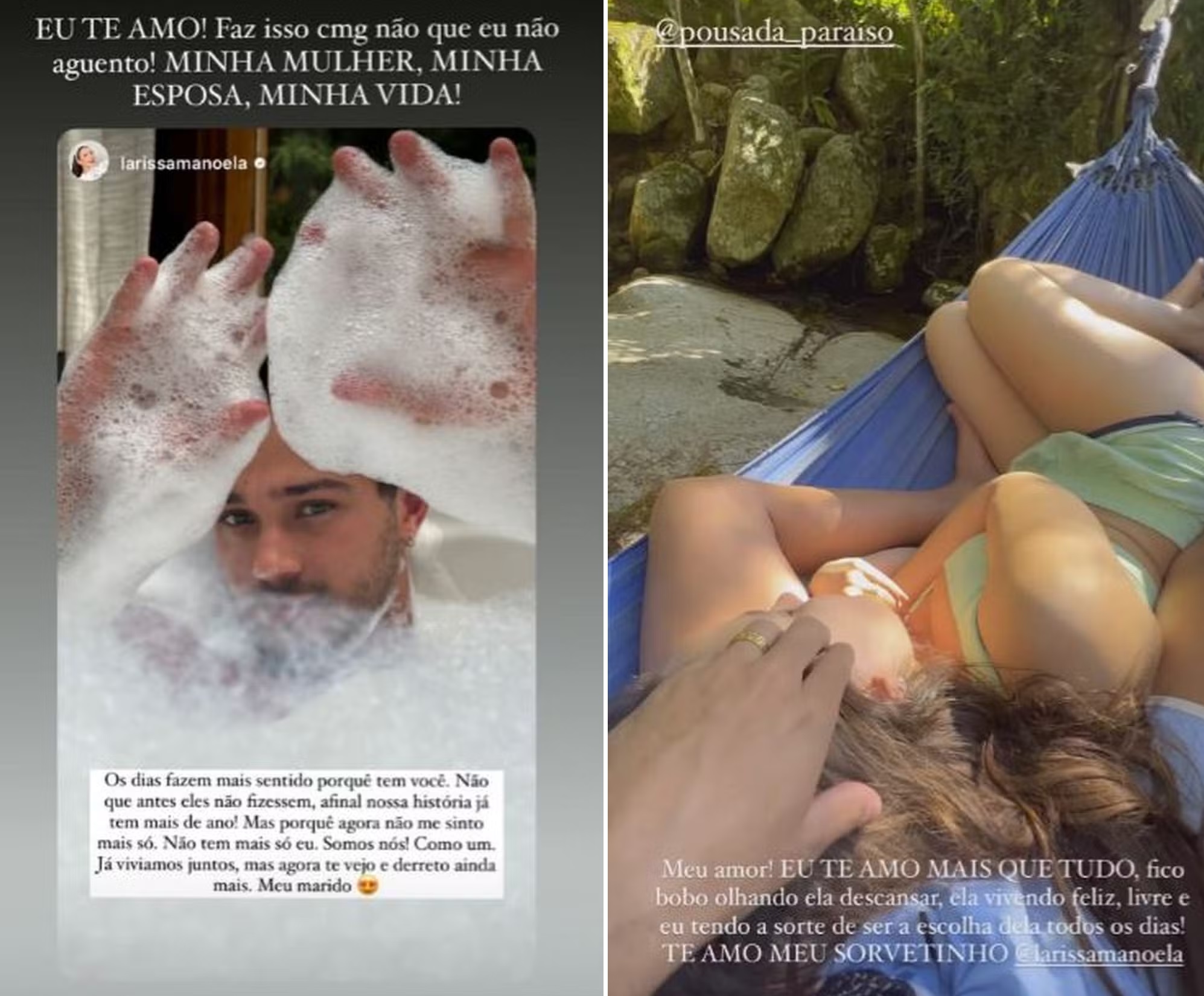 Larissa Manoela e André Luiz Frambach se derretem em lua de mel: 'minha vida'