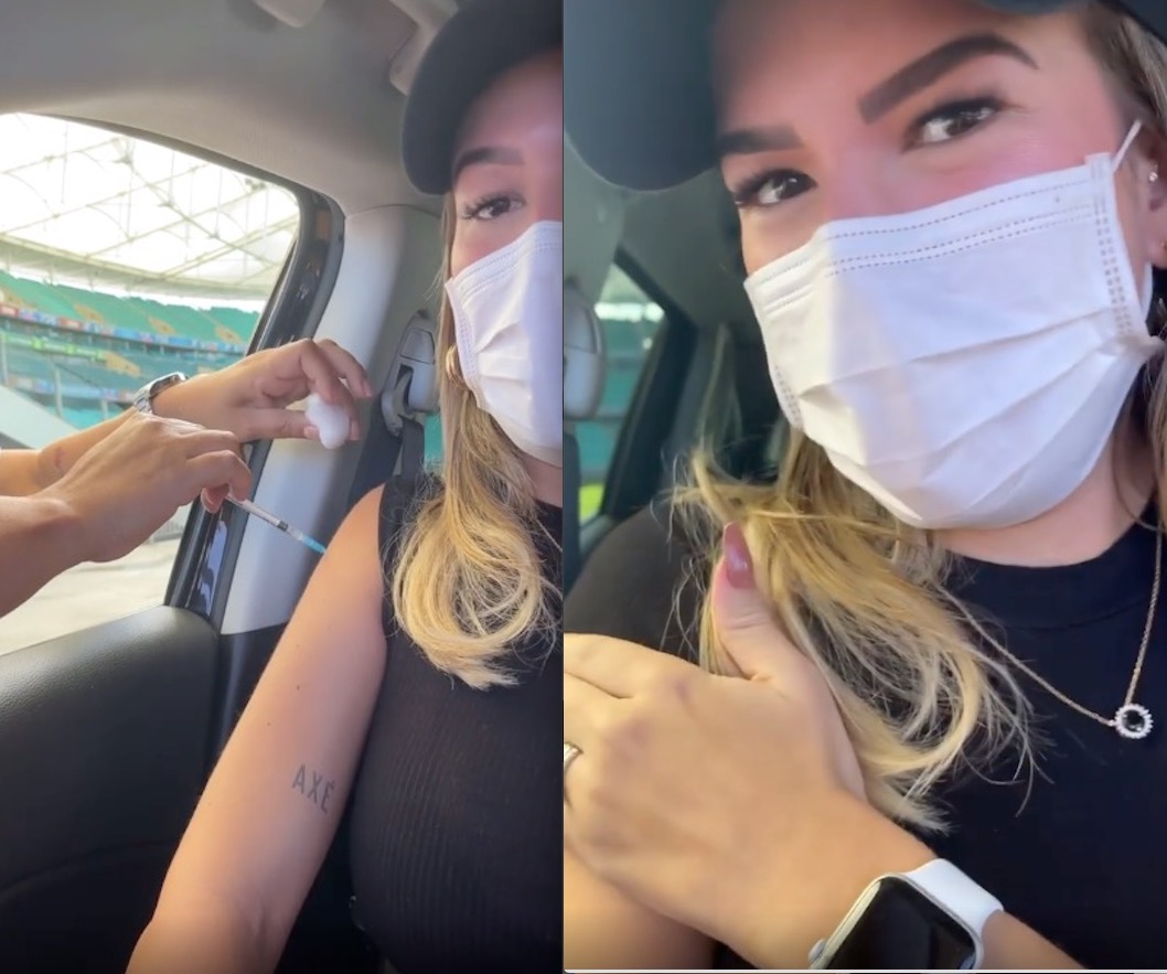 Grávida, Lorena Improta é vacinada contra covid-19