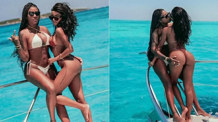 Ludmilla e esposa são clicadas aos beijos com mão no bumbum em Cancún