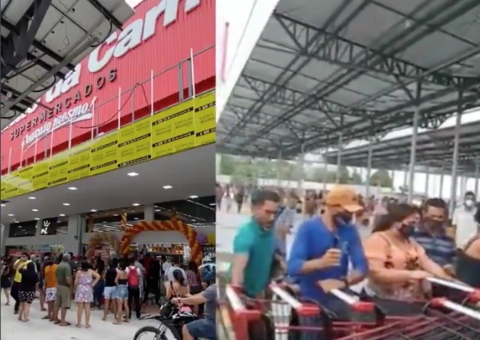 Vídeos: Baratão da carne tem multidão aglomerada em inauguração em Manaus