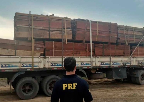 Sete carretas são apreendidas na BR-174 com madeira ilegal em Manaus