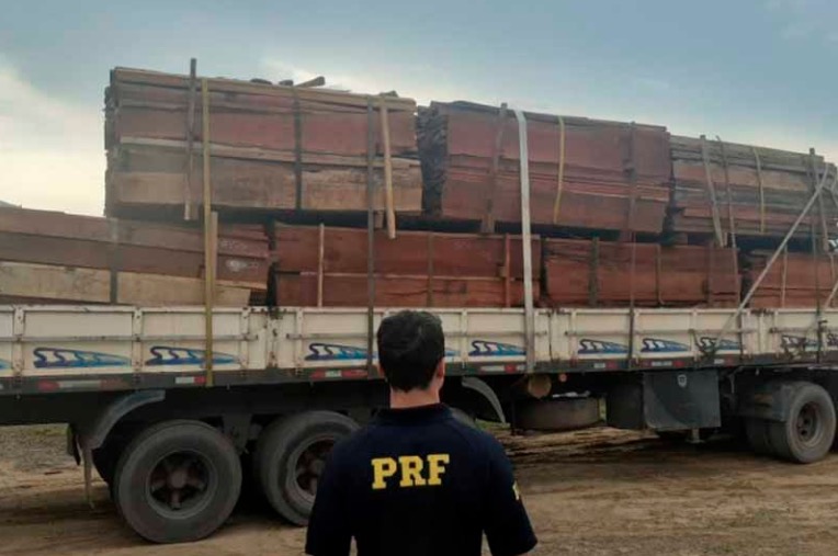 Sete carretas são apreendidas na BR-174 com madeira ilegal em Manaus