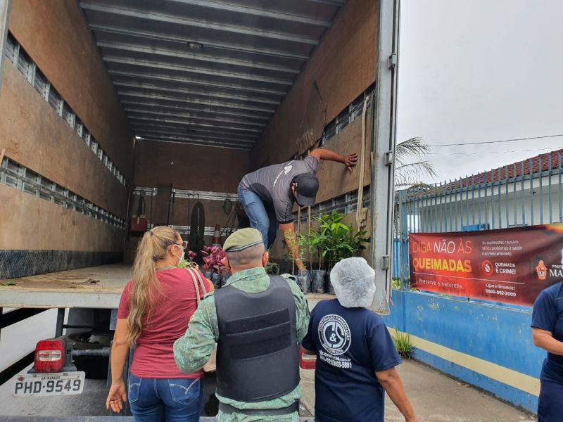 Batalhão Ambiental faz operação em Manaus  e entrega mudas de plantas