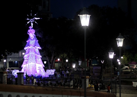 Prefeitura acende 1ª das quatro grandes árvores natalinas de Manaus