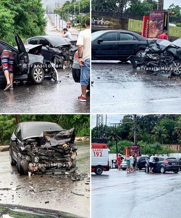 Cinco pessoas ficam feridas em colisão entre carros em Manaus 