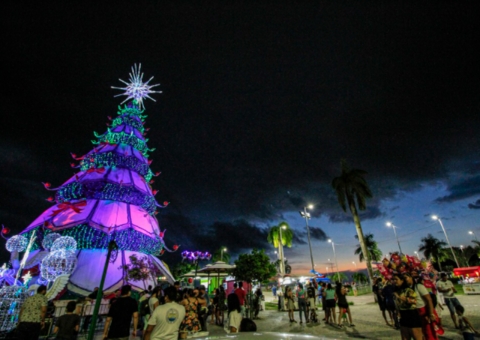 Prefeitura acende na Ponta Negra a maior árvore do 'Natal do Abraço'