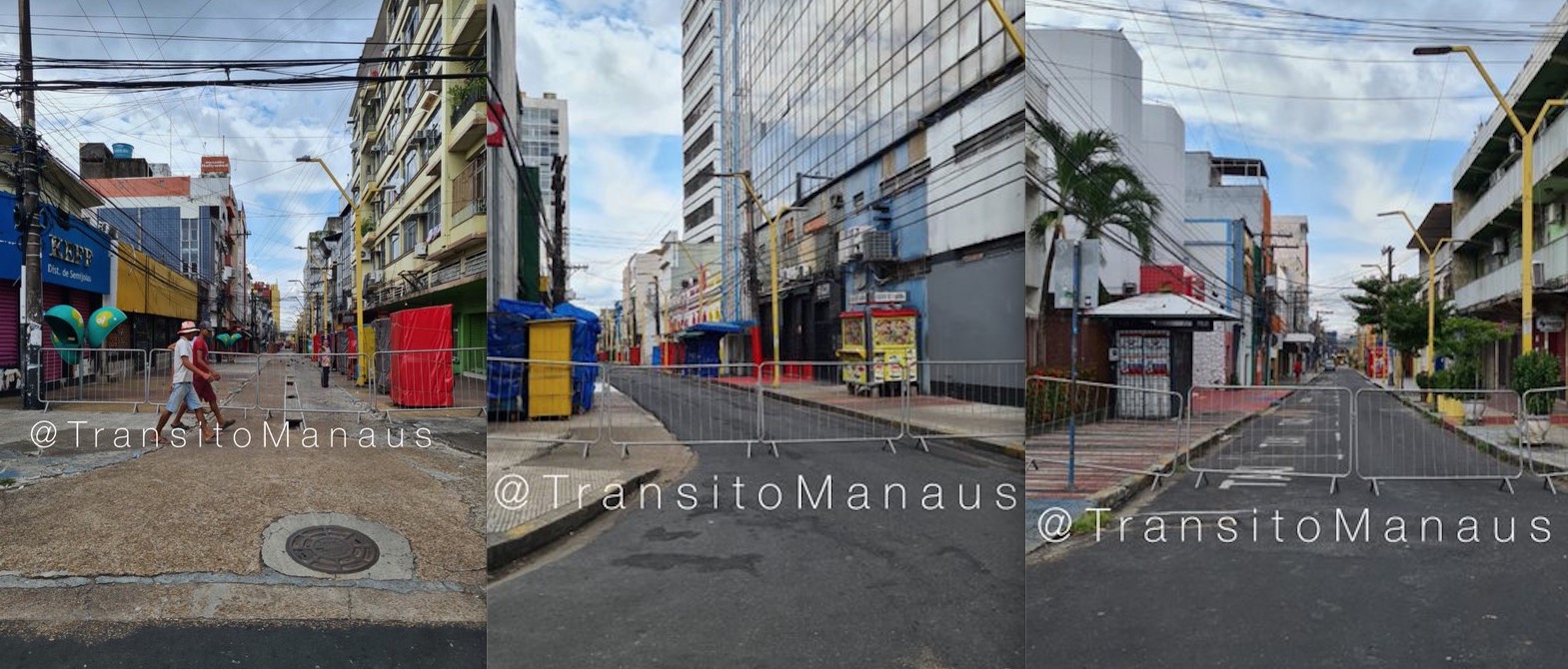 Ruas do Centro de Manaus são bloqueadas após Justiça mandar fechar comércio