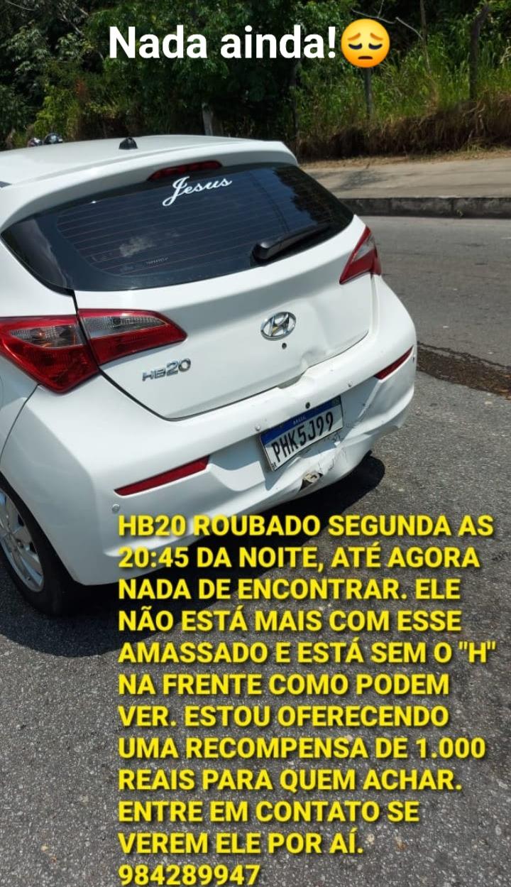 Carro é roubado em frente de lava-jato e dono oferece recompensa em Manaus 