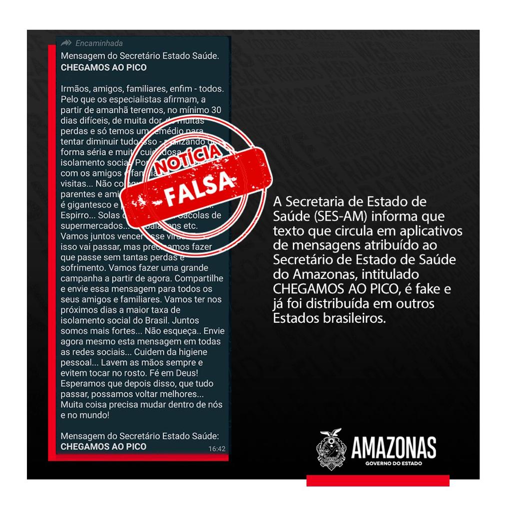 Saiba a verdade sobre a mensagem 'chegamos ao pico' que circula em Manaus 