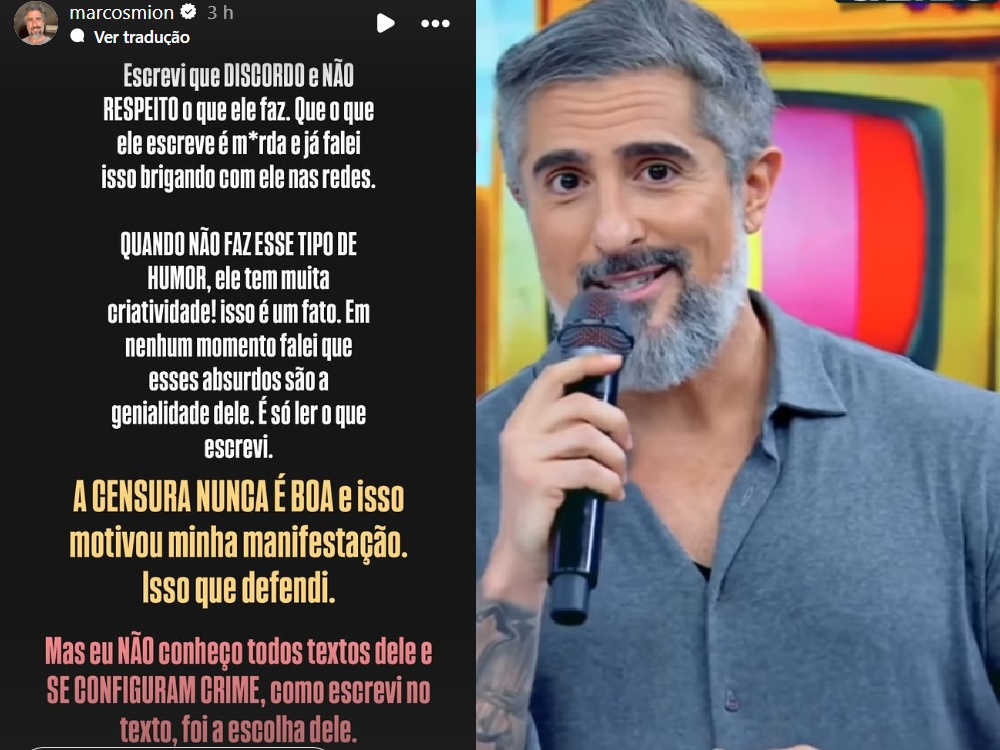 Marcos Mion sobre condenação de Leo Lins: "censura nunca é boa"
