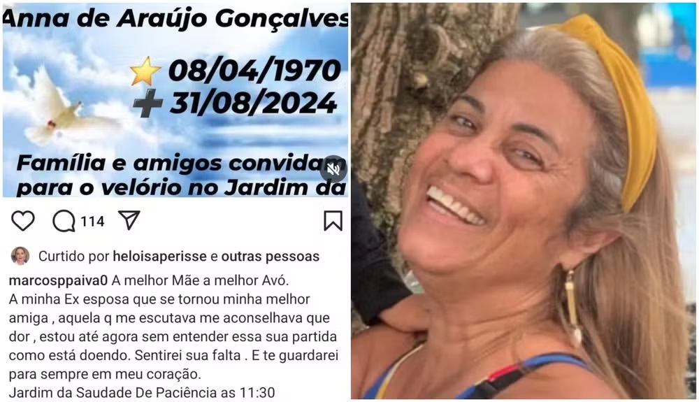 Marido de Marcos Caruso lamenta morte de ex-mulher: 'Que dor'