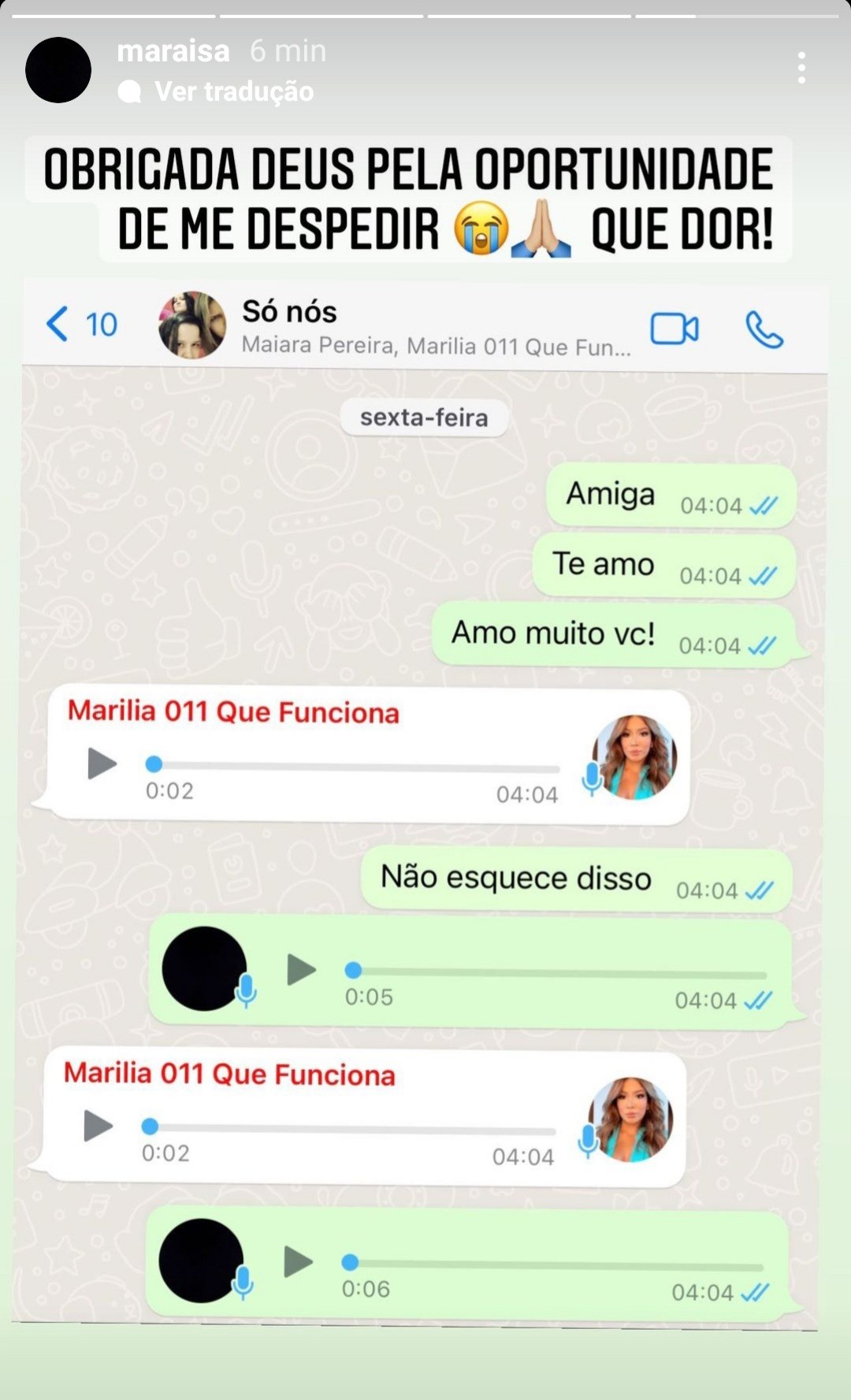 Maraisa mostra última conversa com Marília Mendonça antes de acidente aéreo