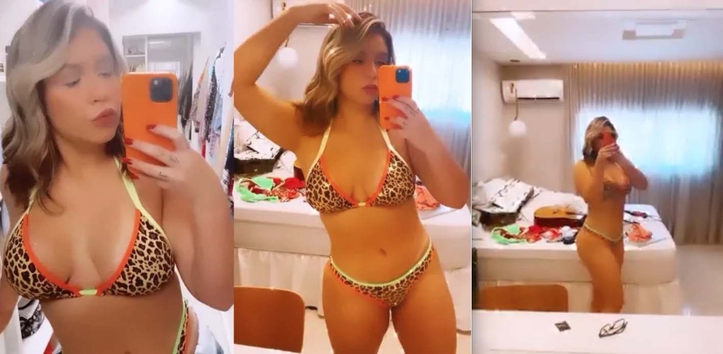 Marília Mendonça posa de biquíni e exibe corpo sequinho 