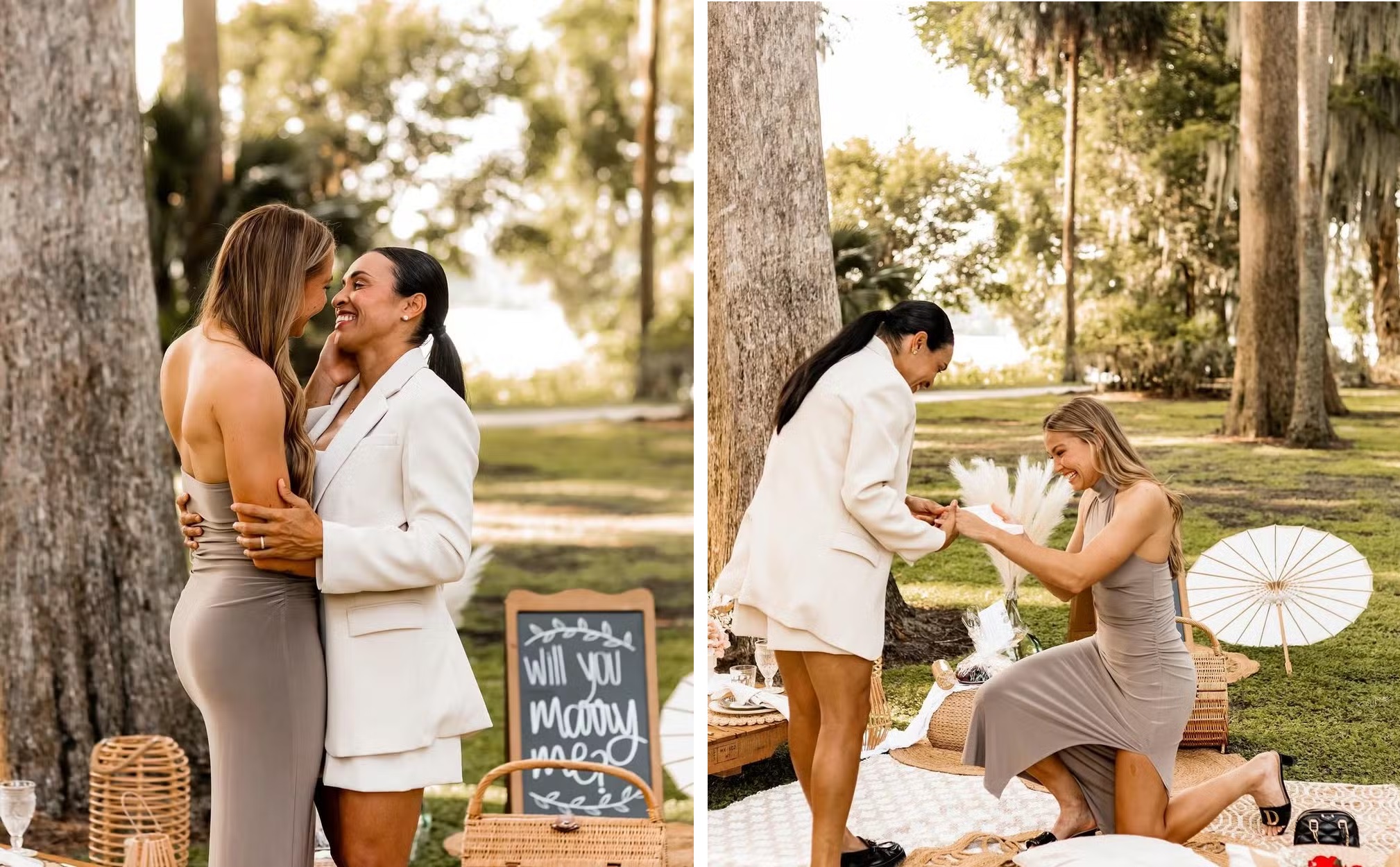 Marta mostra fotos de noivado com Carrie Lawrence