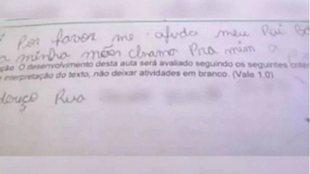 Menino pede socorro em teste da escola: ‘meu pai bate na minha mãe’