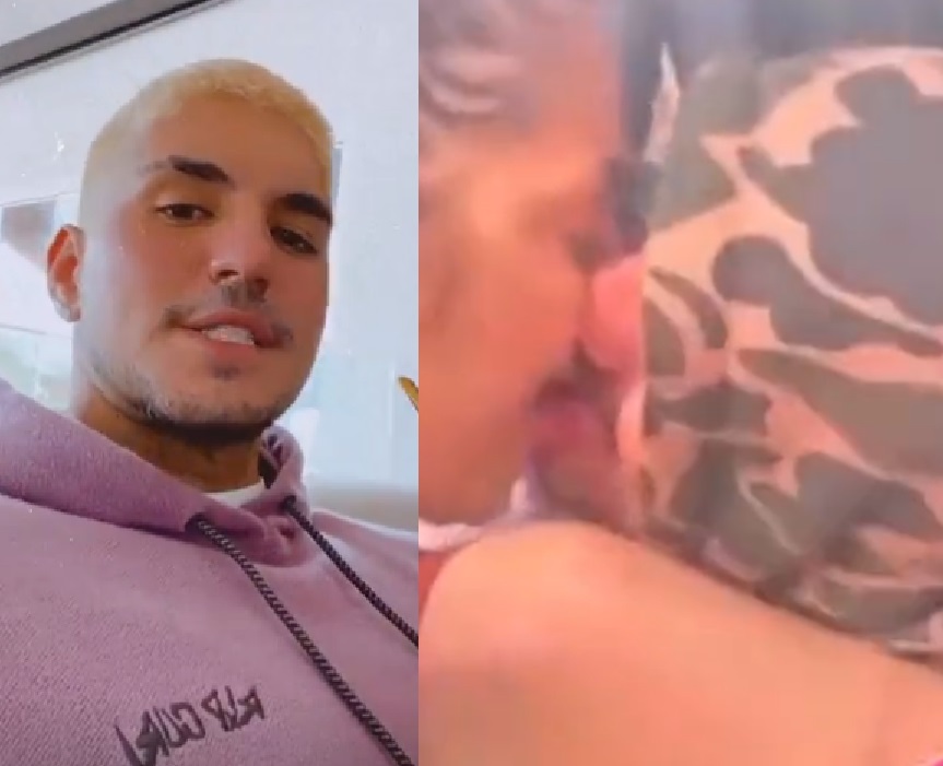 Com close na língua, Gabriel Medina troca beijaço com morena em balada 