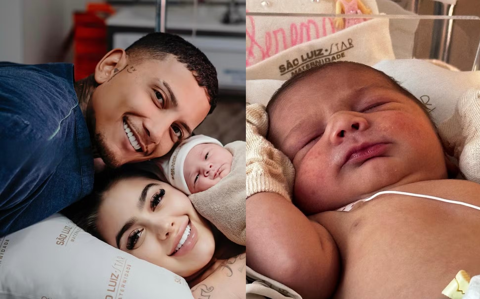 MC Mirella e Dynho mostram rostinho da filha pela primeira vez