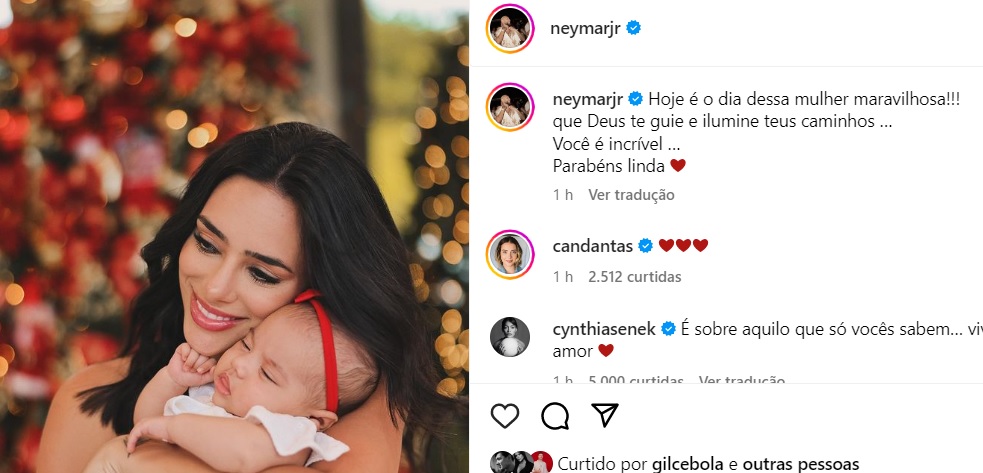 Neymar deixa mensagem carinhosa para Bruna Biancardi em aniversário