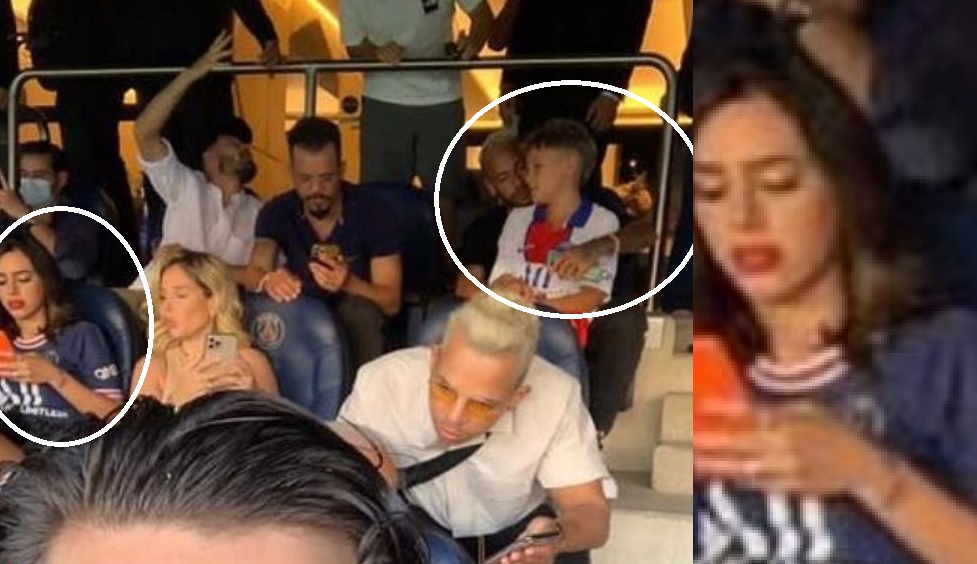 Neymar e Bruna aparecem juntos com filho em camarote de jogo do PSG 