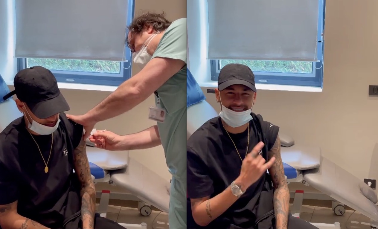 Neymar é vacinado contra covid-19: ‘Chegou minha vez’