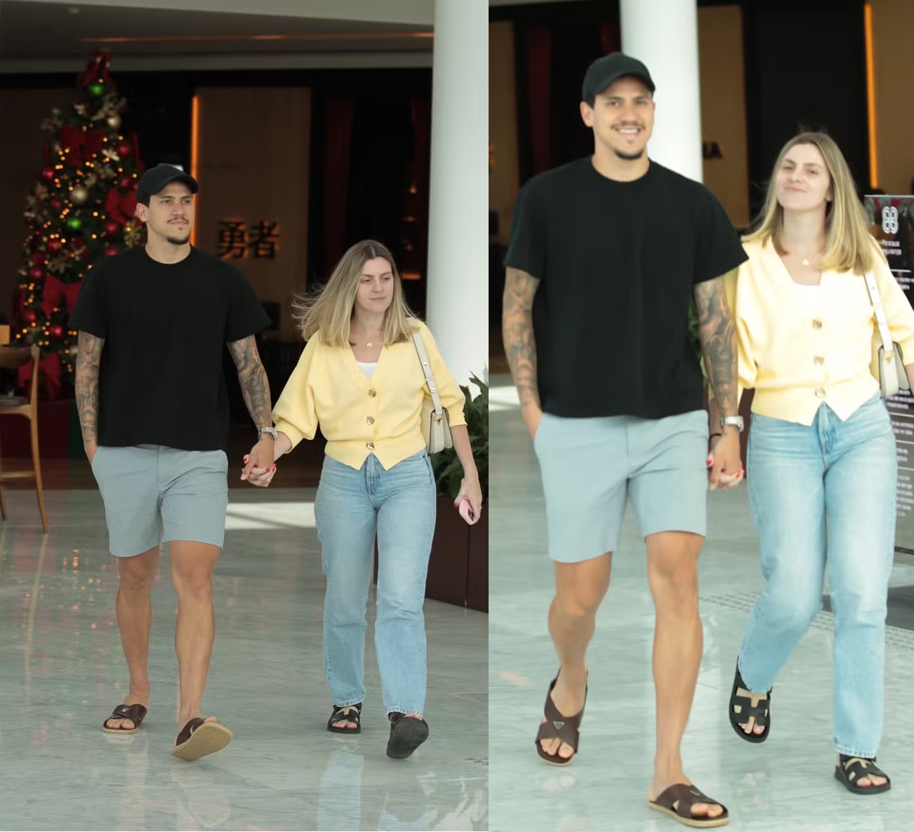 Lesionado, Pedro do Flamengo aproveita folga em passeio com esposa