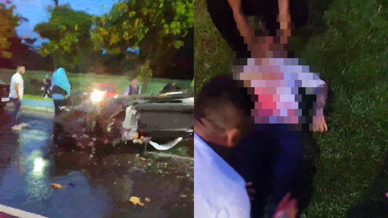 Carro de luxo derruba árvore em acidente no Ano Novo em Manaus