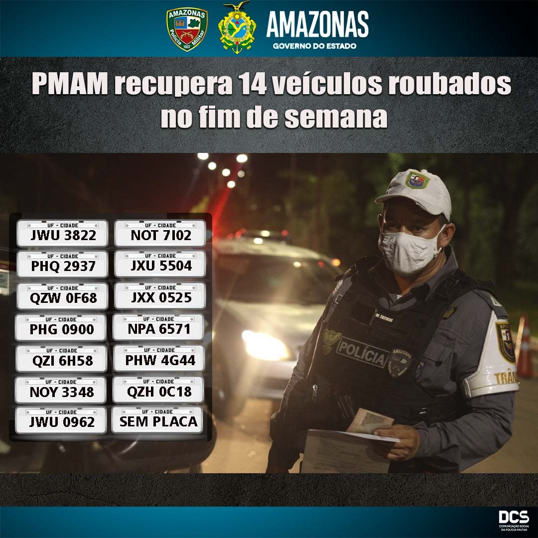 Confira a lista de veículos recuperados no fim de semana em Manaus