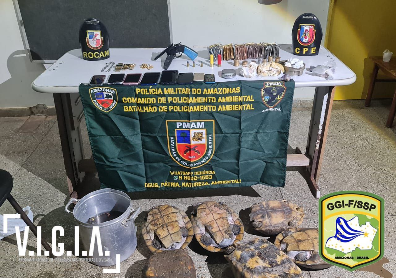 Homem é preso com joias, quelônios, drogas e munições no Amazonas