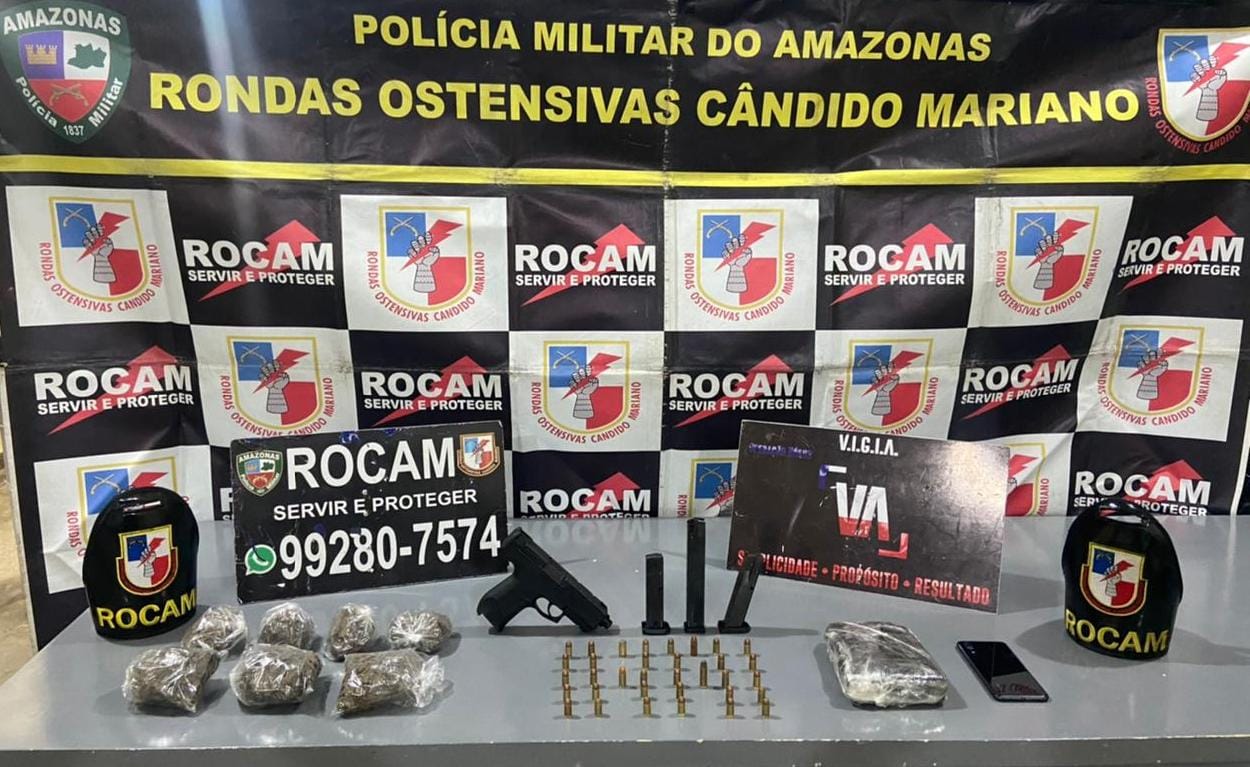 Homem é preso com arma e drogas no Amazonas