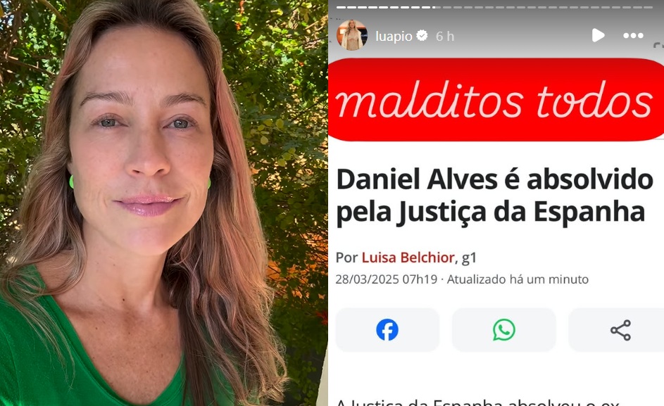 Luana Piovani se revolta após condenação de Daniel Alves ser anulada