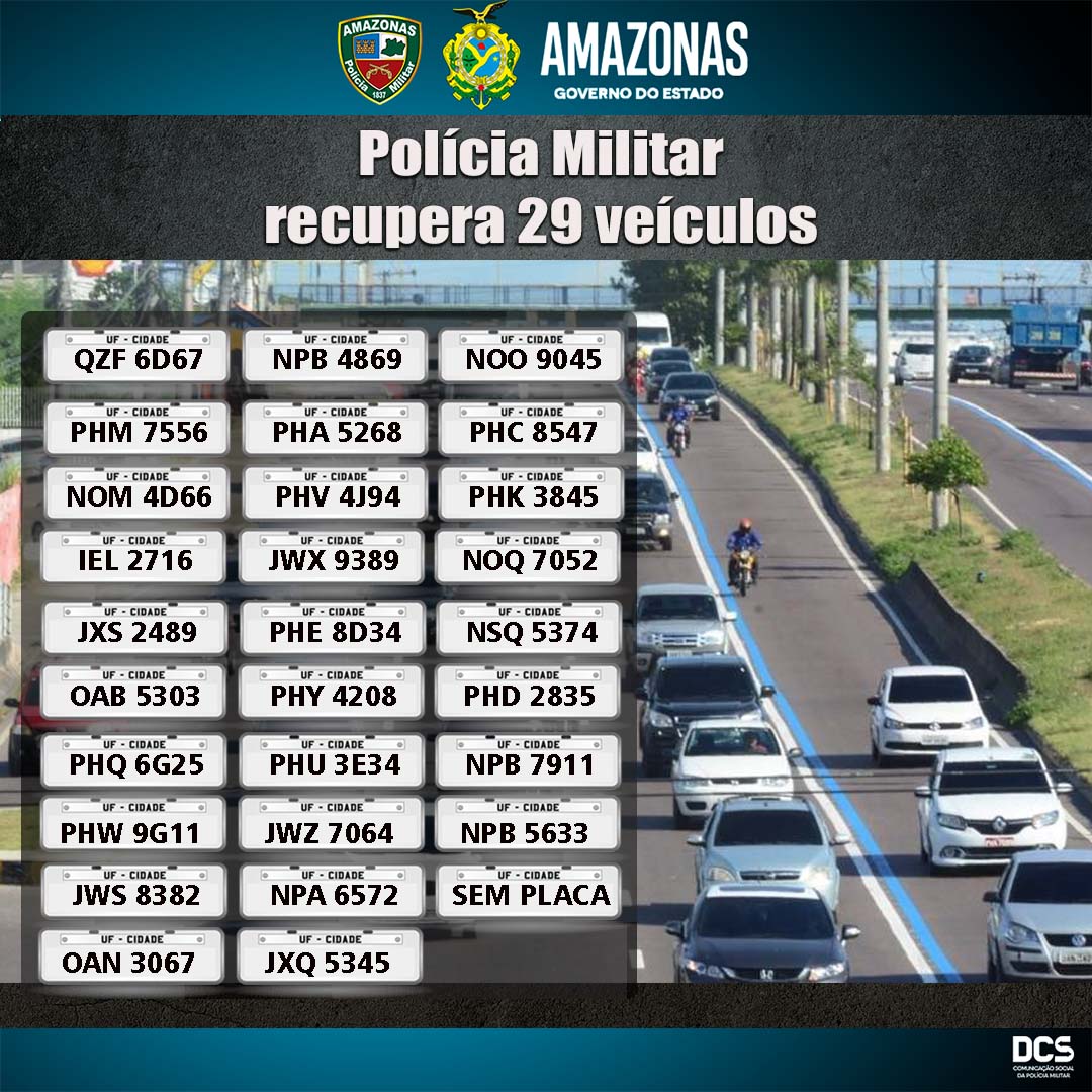 Polícia recupera 29 veículos roubados em várias zonas de Manaus; veja lista