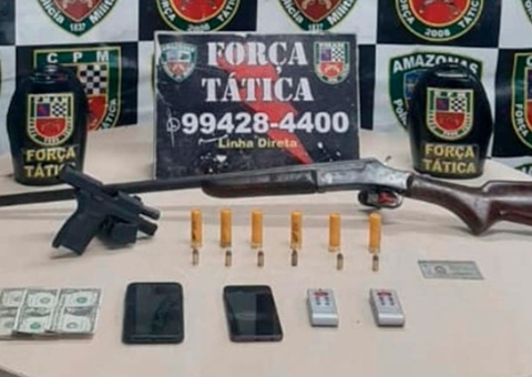 Foragido é encontrado com armas e 'chapolin' em sítio de Manaus