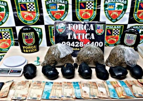Homem é preso com 7 kg de maconha e quase R$ 15 mil em casa de Manaus
