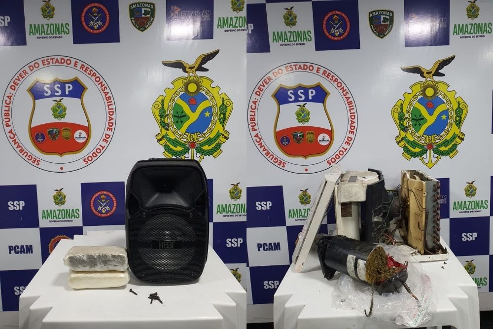Maconha camuflada em caixa de som e ar-condicionado é apreendida no AM 