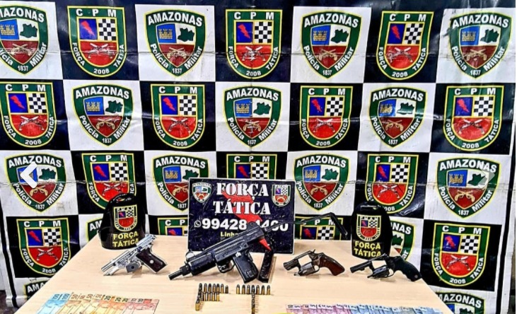 Após denúncia, dupla é presa com submetralhadora em Manaus