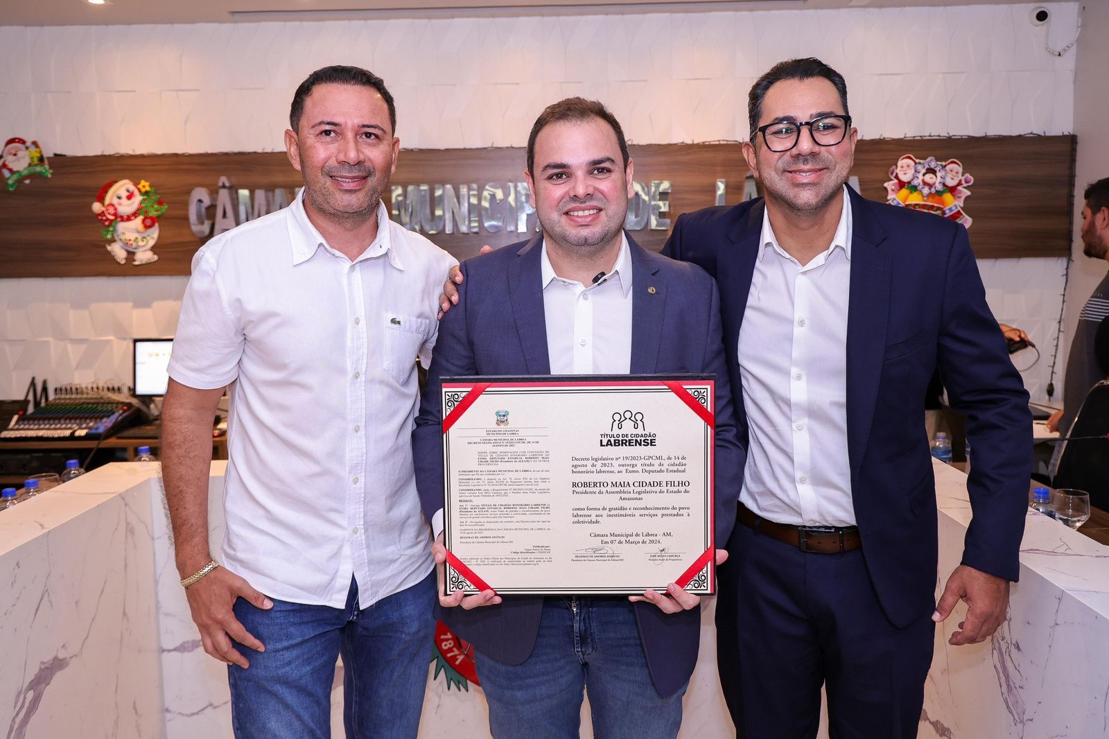 Presidente da Aleam recebe Título de Cidadão Labrense durante agenda institucional em Lábrea