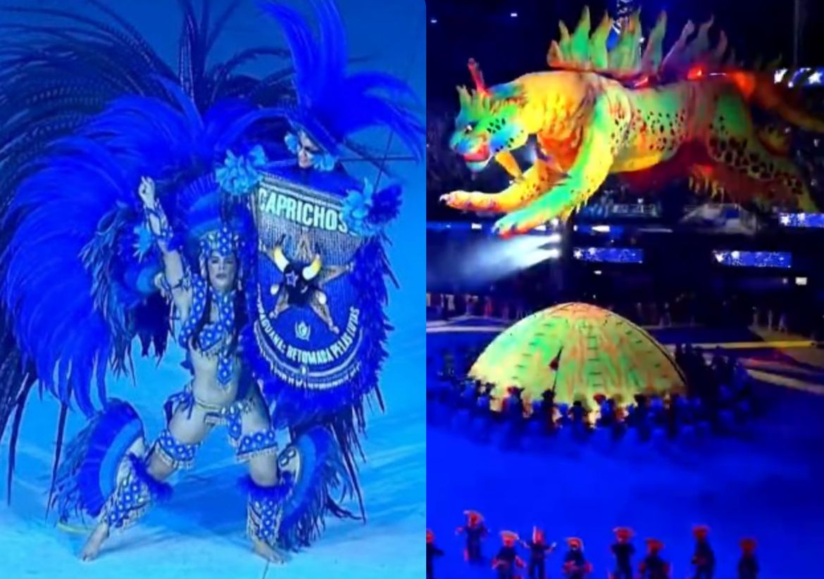 Furacão Azul: Marcela Marialva surge de onça em chamas e dá show na arena