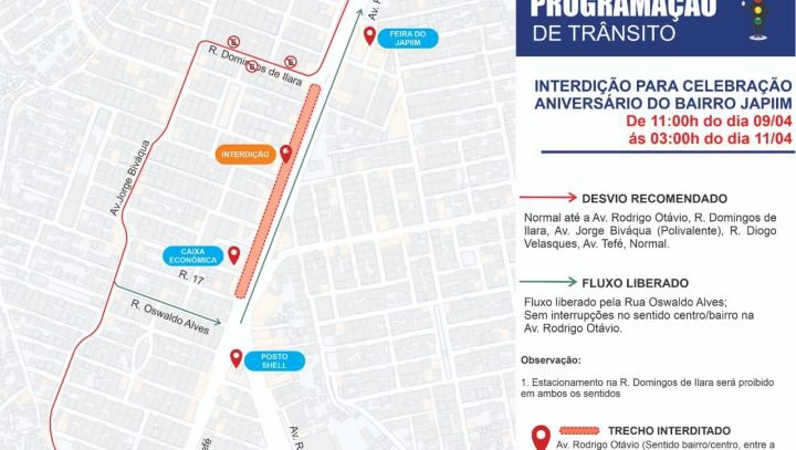 Festa de aniversário do Japiim muda trânsito na avenida Rodrigo Otávio em Manaus