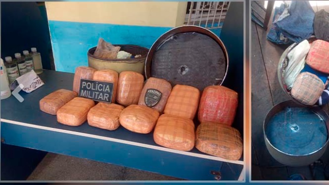 Polícia apreende 12 kg de drogas escondidas dentro de botija de gás no Amazonas