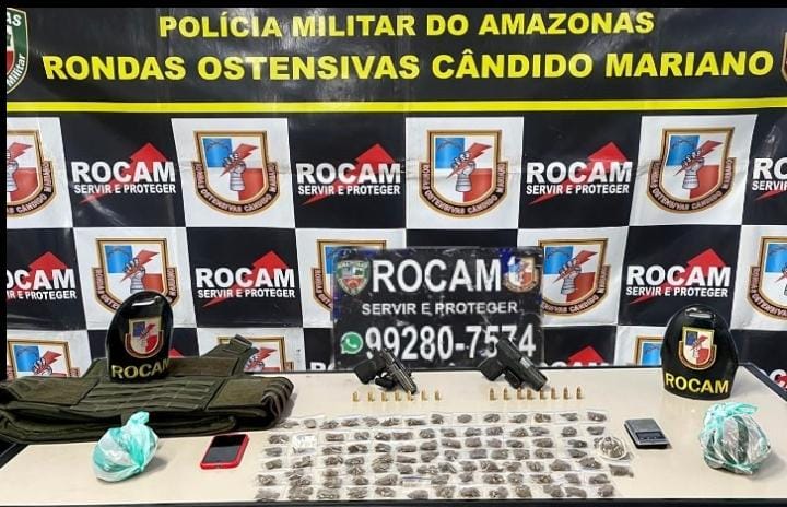Integrantes de facção criminosa são presos com armas e drogas em Manaus