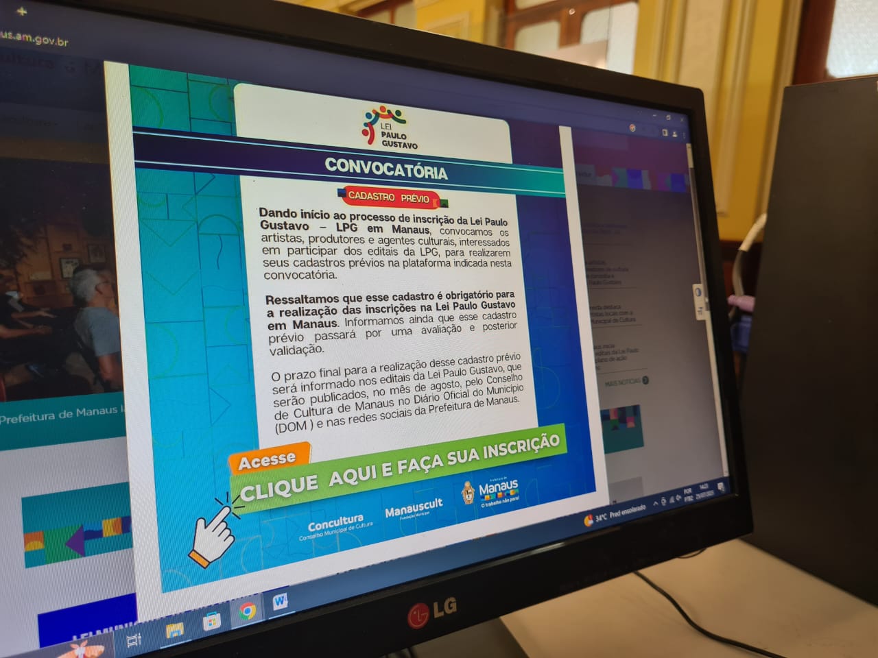 Artistas são convocados para realizarem cadastro prévio para editais da Lei Paulo Gustavo em Manaus