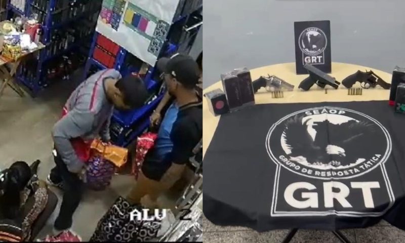 Trio é preso com armas após assaltar loja de cosméticos em Manaus