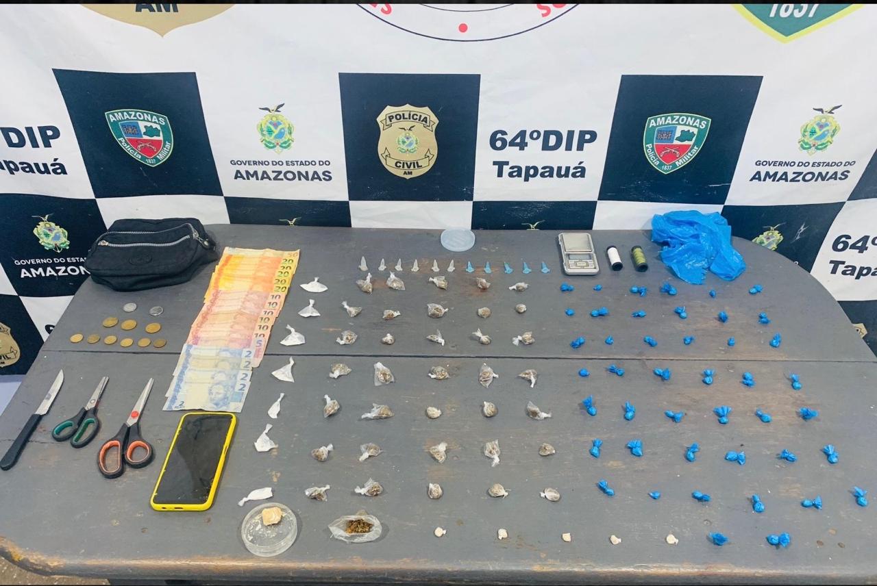 Cunhados são presos e adolescente é apreendida por suspeita de tráfico em Tapauá