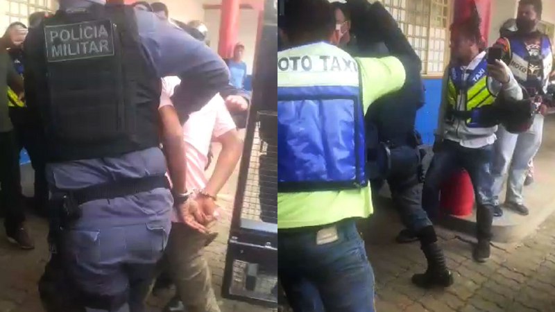 Revoltados, mototaxistas agridem suspeito de matar colega em Manacapuru; vídeos