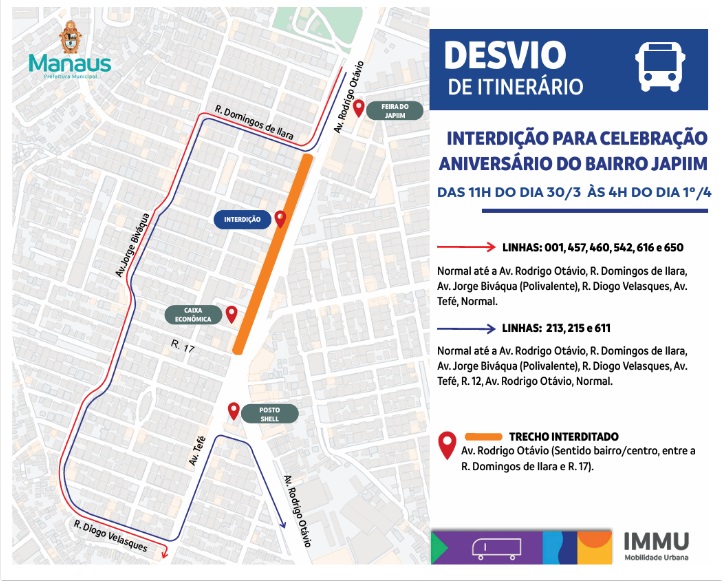Trânsito será alterado neste fim de semana para festa de aniversário do Japiim