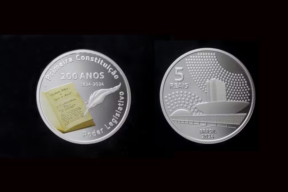 Banco Central lança moeda de R$ 5 para comemorar 200 anos da Constituição; veja